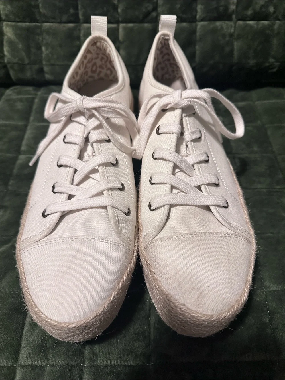 BOBS from Skechers Cream Canvas Espadrille Lace-Up Sneakers